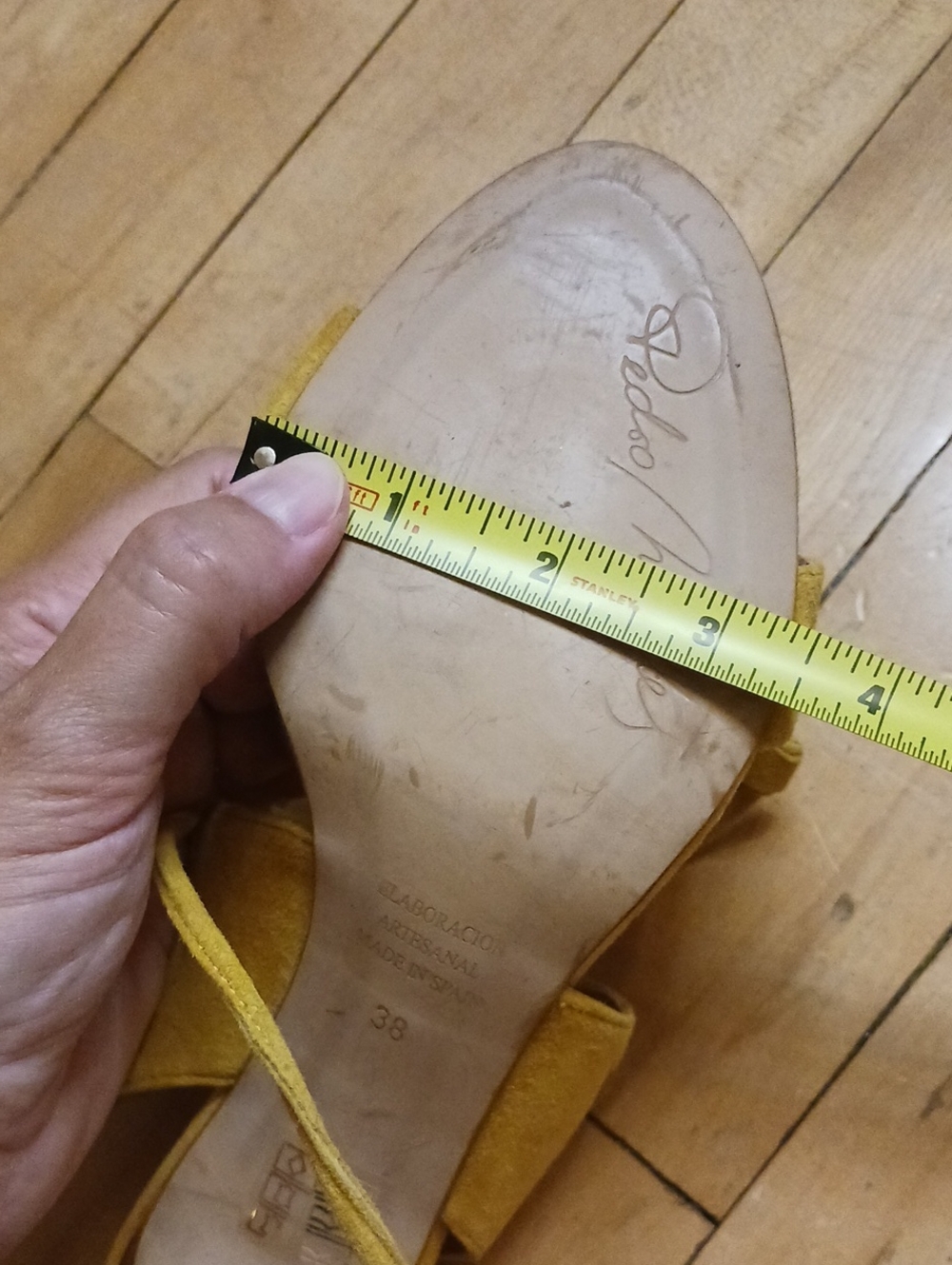 Pedro Miralles Yellow Suede Lace-Up Sandals Size 38 EU Made in Spain - Picture 14 of 14